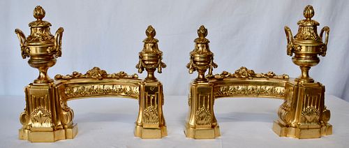A Pair of Louis style guilt Bronze Chenets