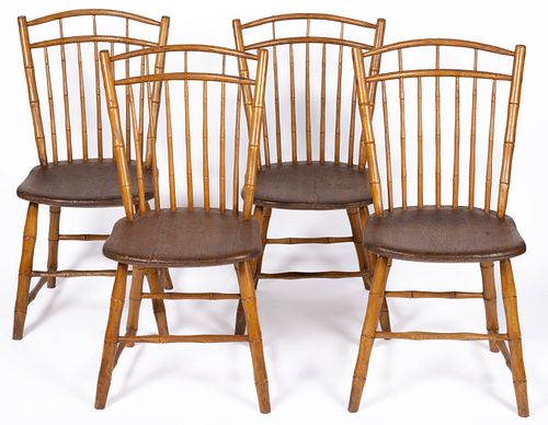 SET OF FOUR AMERICAN WINDSOR BIRDCAGE SIDE CHAIRS
