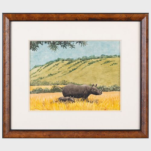 Charles Baskerville (1896-1994): A Leopard; and A Rhino