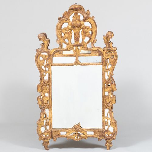 Louis XV Provincial Carved Giltwood Mirror