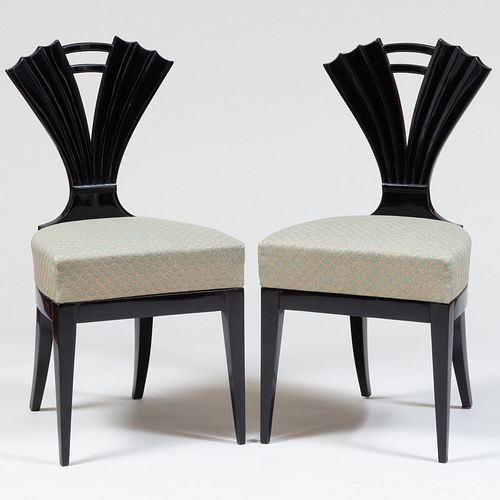 Pair of Biedermeier Style Ebonized Side Chairs