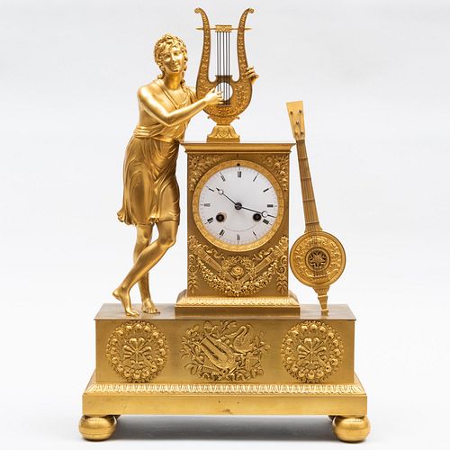 Large Restauration Ormolu Figural Mantel Clock