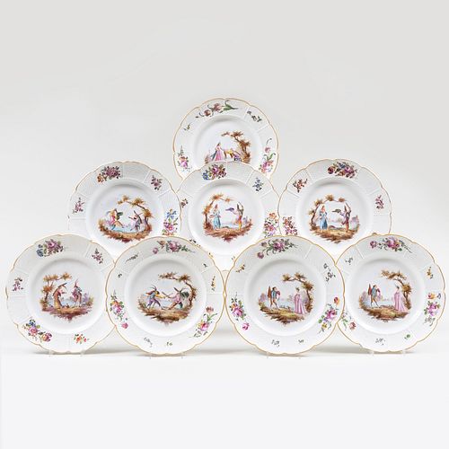Set of Eight Continental Pearl Glazed Plates