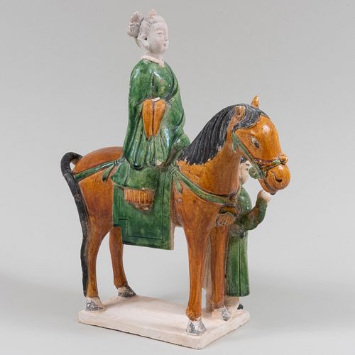 Chinese Glazed Pottery Equestrian Group