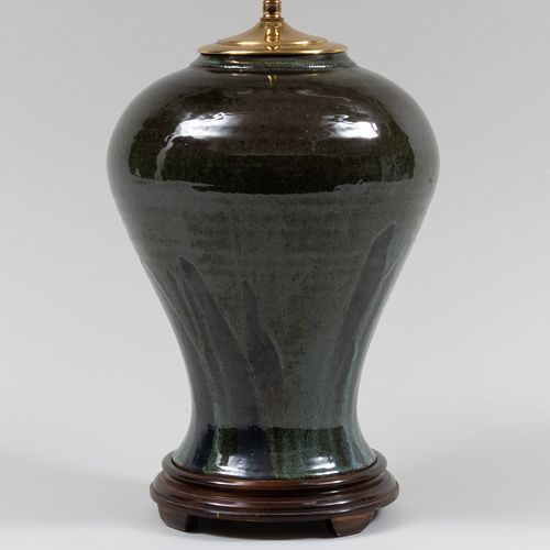 Green Glazed Pottery Lamp