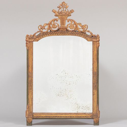Italian Neoclassical Pale Green Painted and Parcel-Gilt Mirror