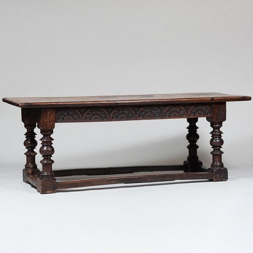 Spanish Baroque Carved Walnut Refectory Table 