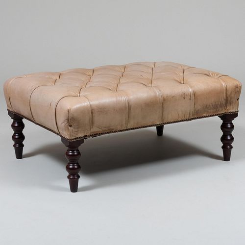 George Smith Tufted Leather Ottoman