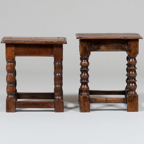 Two Charles II Style Oak Joint Stools