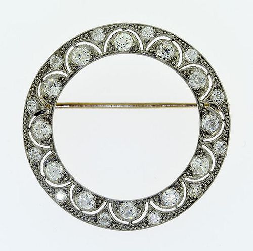 Edwardian platinum diamond circle pin