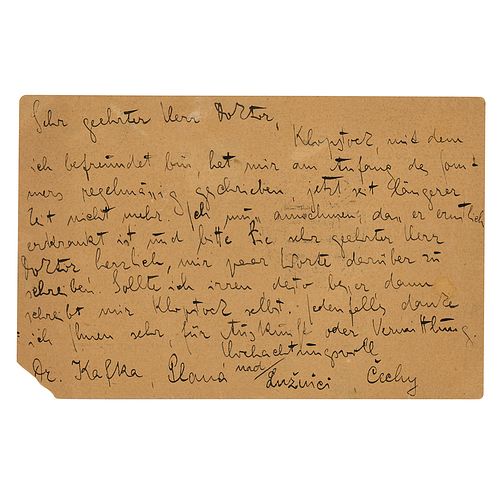 Franz Kafka Autograph Letter Signed