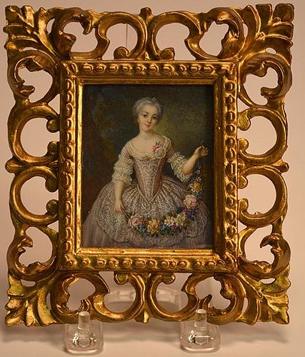 Highly detailed 19th C. miniature on ivory of Marie Antoinette
