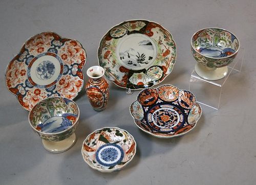 Seven pieces of Imari porcelain