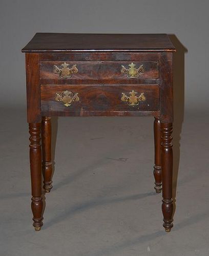 American stained cherry with mahogany veneers two drawer stand
