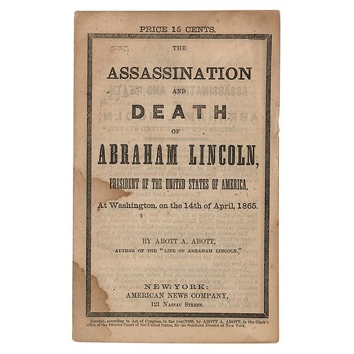 Abraham Lincoln Assassination Booklet by Abott A. Abott