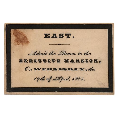 Abraham Lincoln White House Funeral Pass