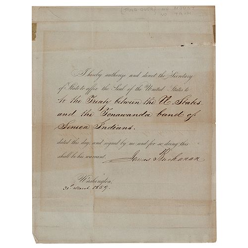 James Buchanan Document Signed as President