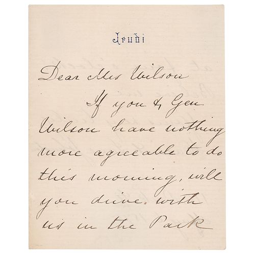 James Buchanan: Harriet Lane Autograph Letter Signed