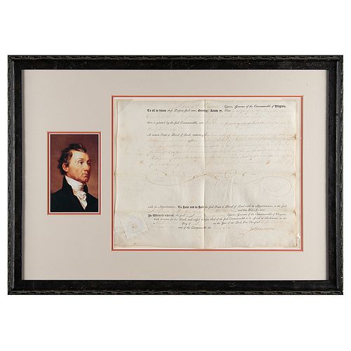 James Monroe Document Signed as Governor