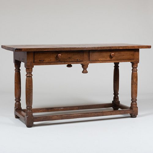 Continental Rustic Walnut Refectory Table