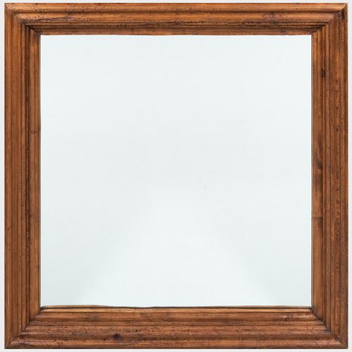 Large Rustic Walnut Square Molded Mirror
