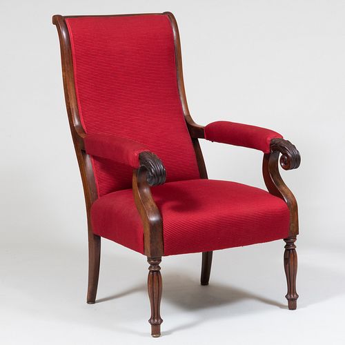 Louis Philippe Mahogany Upholstered Armchair