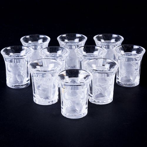Set of Ten Lalique Glass Shot Cups