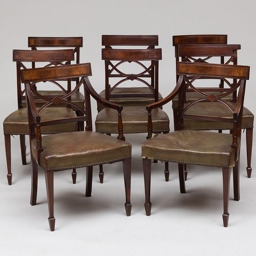 Set of Eight Late George III Mahogany Dining Chairs