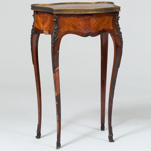 Louis XV Style Bronze and Brass-Mounted Tulipwood and Kingwood Marquetry Side Table 