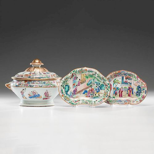 Famille Rose Tureen and Cake Plates