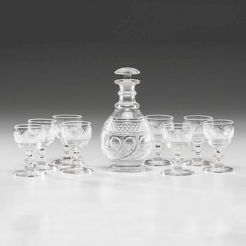 English Cut Glass Decanter and Sherries