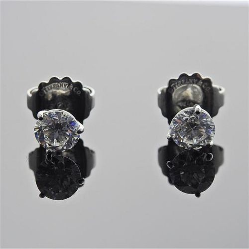 Tiffany &amp; Co GIA 2.25ctw Diamond Platinum Stud Earrings