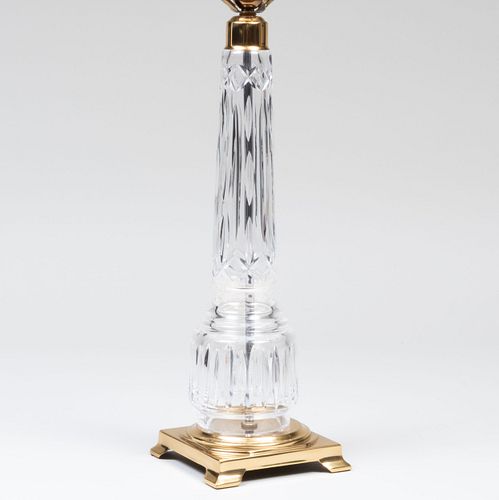 Cut Glass and Brass Table Lamp