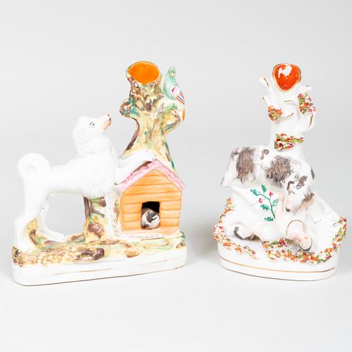 Two Staffordshire Dog Form Spill Vases
