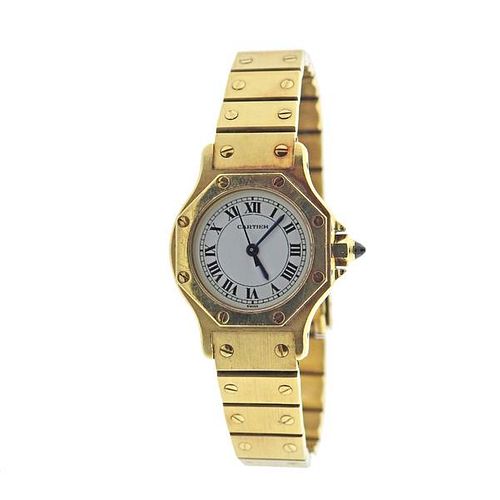 Cartier Santos Octagon 18k Gold Automatic Unisex Watch 