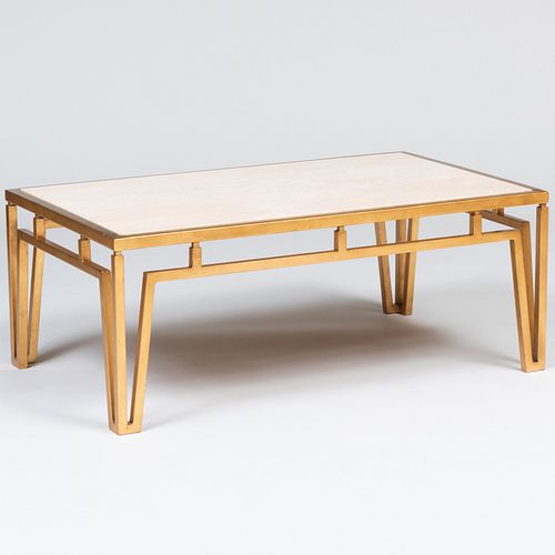 Modern Marble and Gilt-Metal Low Table