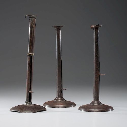 Trio of Scarce Tall Tin Hogscraper Candles