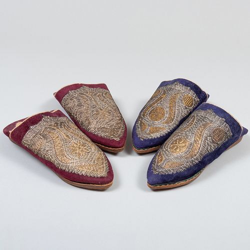 Two Pairs of Moroccan Embroidered Slippers