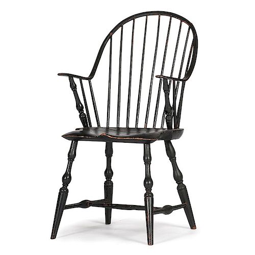 Continuous Arm Windsor Chair Signed A. Thayer