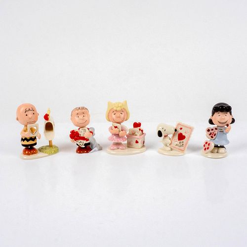 5pc Set Lenox Porcelain Figurines Peanuts Valentine's Day