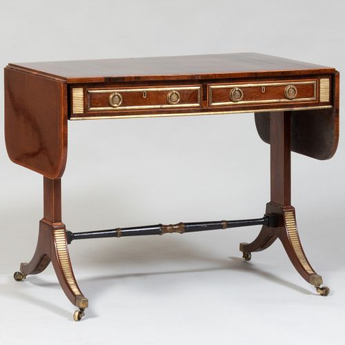 Regency Brass-Mounted Inlaid Rosewood Sofa Table