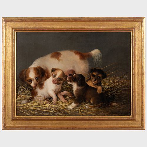 Stephen Taylor (active 1806-1830): Spaniel and Puppies