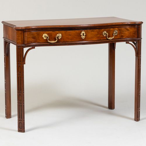 George III Carved Mahogany Serpentine-Front Table