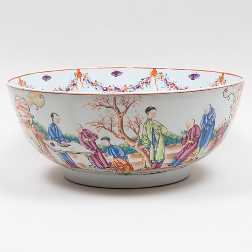 Large Chinese Export Famille Rose Porcelain Punchbowl 