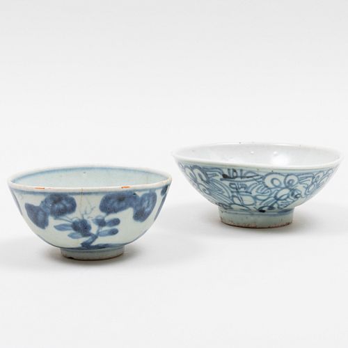 Two Asian Blue and White Porcelain Bowls