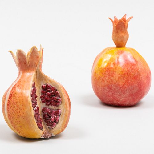 Two Lady Anne Gordon Porcelain Models of Pomegranates