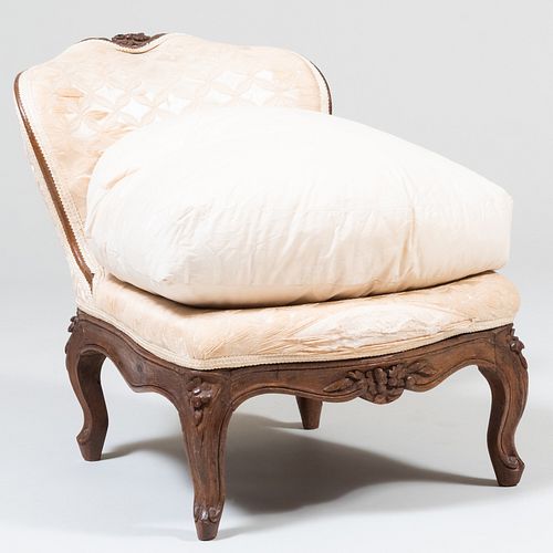 Louis XV Provincial Beechwood Boudoir Chair, Signed D. Forget