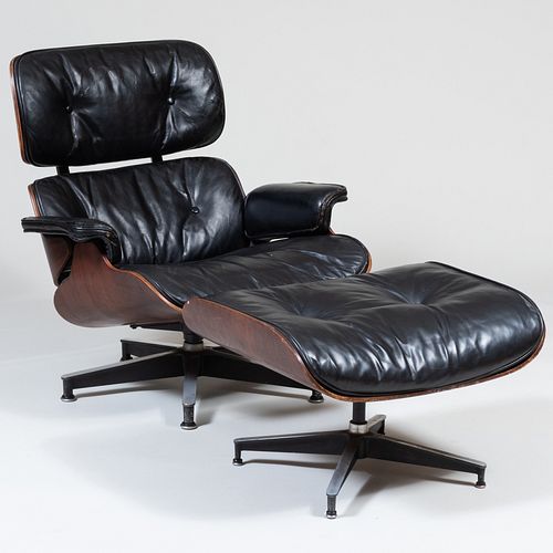 Charles and Ray Eames for Herman Miller Rosewood Leather Upholstered Lounge Chair and Ottoman 
