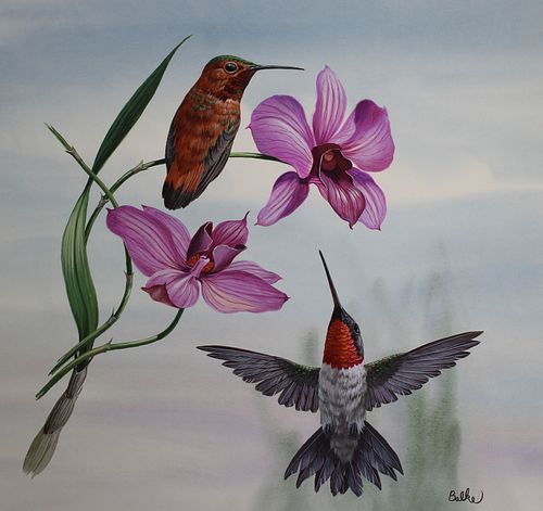 Don Balke (B. 1933) "Rufous Hummingbird"