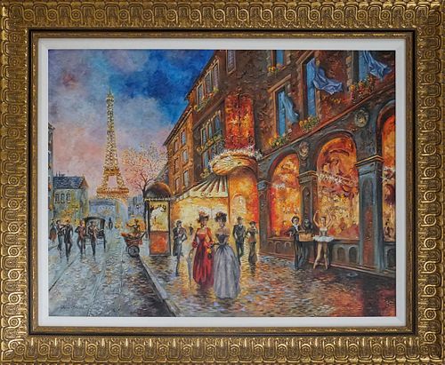 Arina  Hand embellished Limited Edition on canvas  Paris Twilight